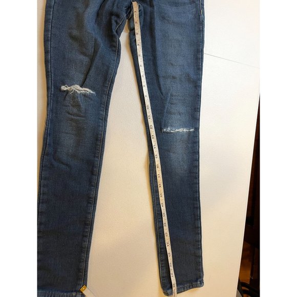 Flying Monkey Womens Jeans Skinny Leg Five Design Pockets Distressed Blue SZ 25 - Picture 6 of 10